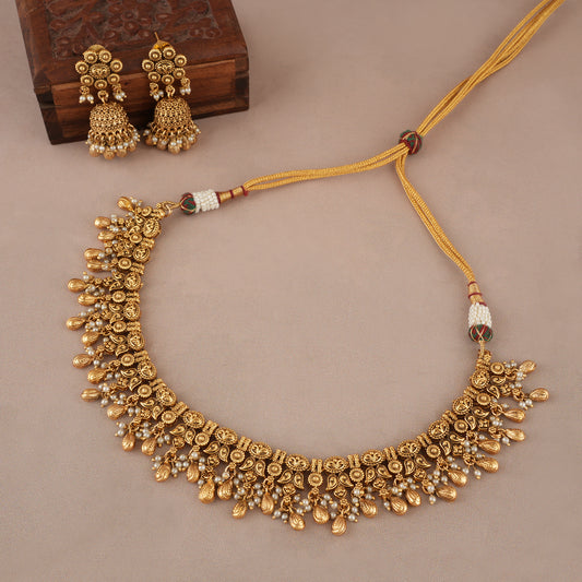 Amazing antique gold pearl necklace set