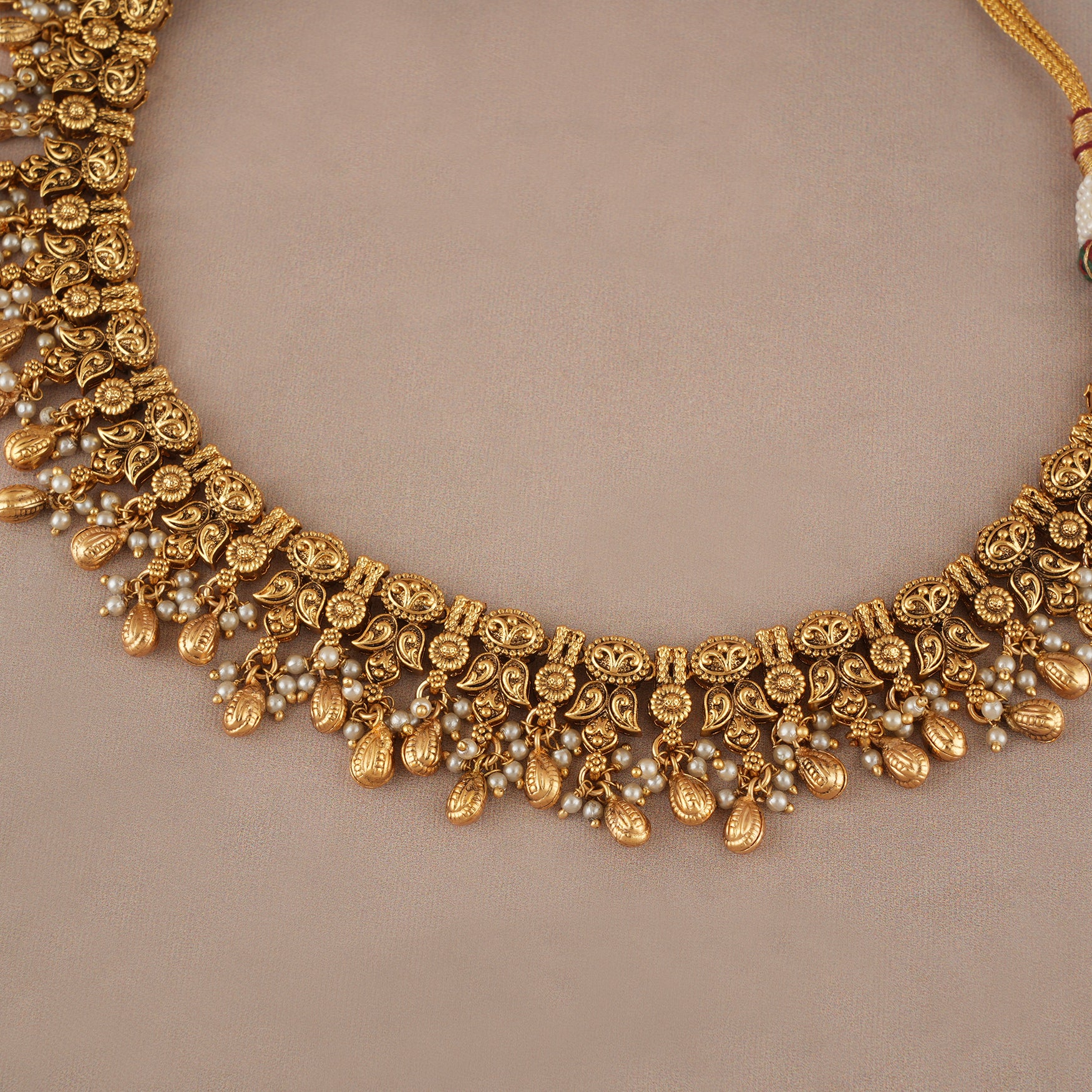 Amazing antique gold pearl necklace set
