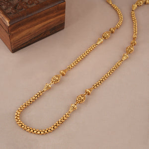 Long beautiful antique gold plain mala necklace