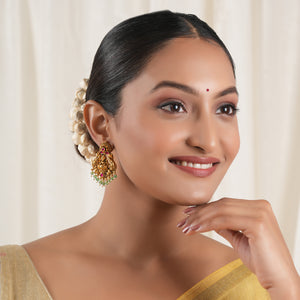 Beautiful antique gold multicolor maa lakshmi earring I Temple Jewellery