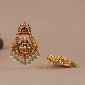 Beautiful antique gold multicolor maa lakshmi earring I Temple Jewellery