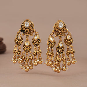Long beautiful antique gold kundan earring