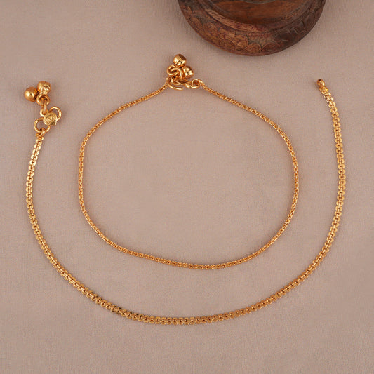 Delicate antique gold spiral anklet set