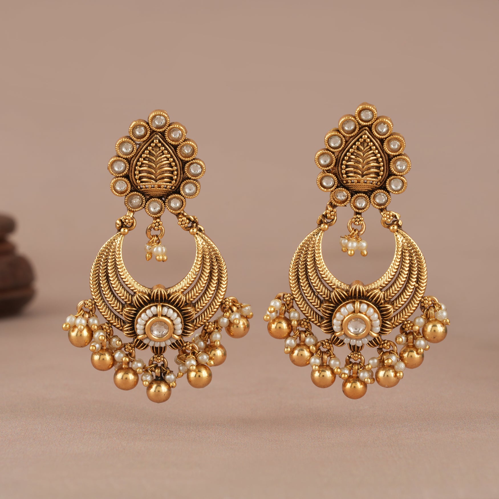 Stunning antique gold ball drop earring