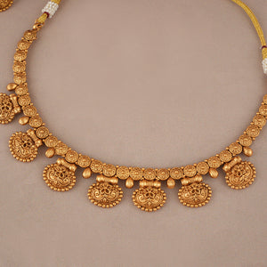 Beautiful plain antique gold necklace set with earring