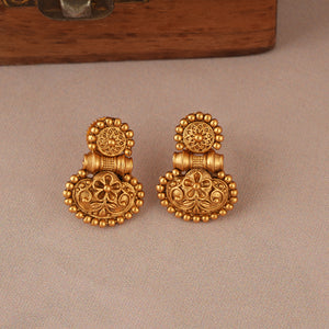 Beautiful plain antique gold necklace set with earring