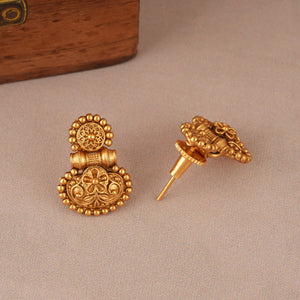 Beautiful plain antique gold necklace set with earring