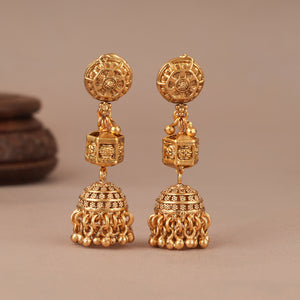 Long beautiful plain antique gold string necklace set