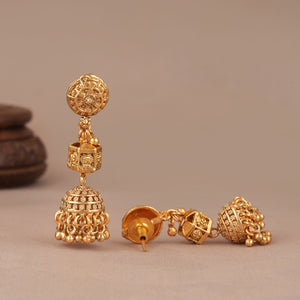 Long beautiful plain antique gold string necklace set