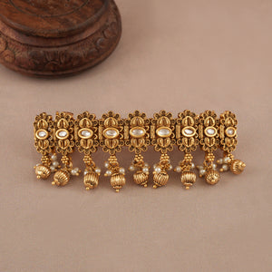 Amazing antique gold kundan buckle hair clip