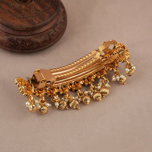 Amazing antique gold kundan buckle hair clip