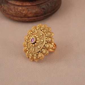 Amazing floral stone adjustable finger ring