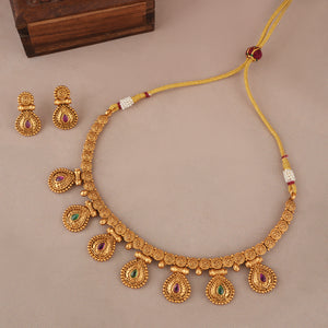 Antique gold stone necklace set