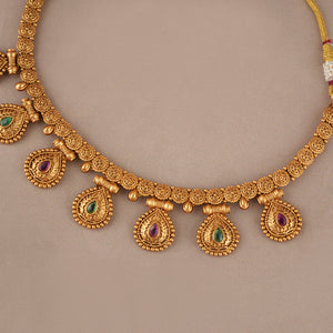 Antique gold stone necklace set