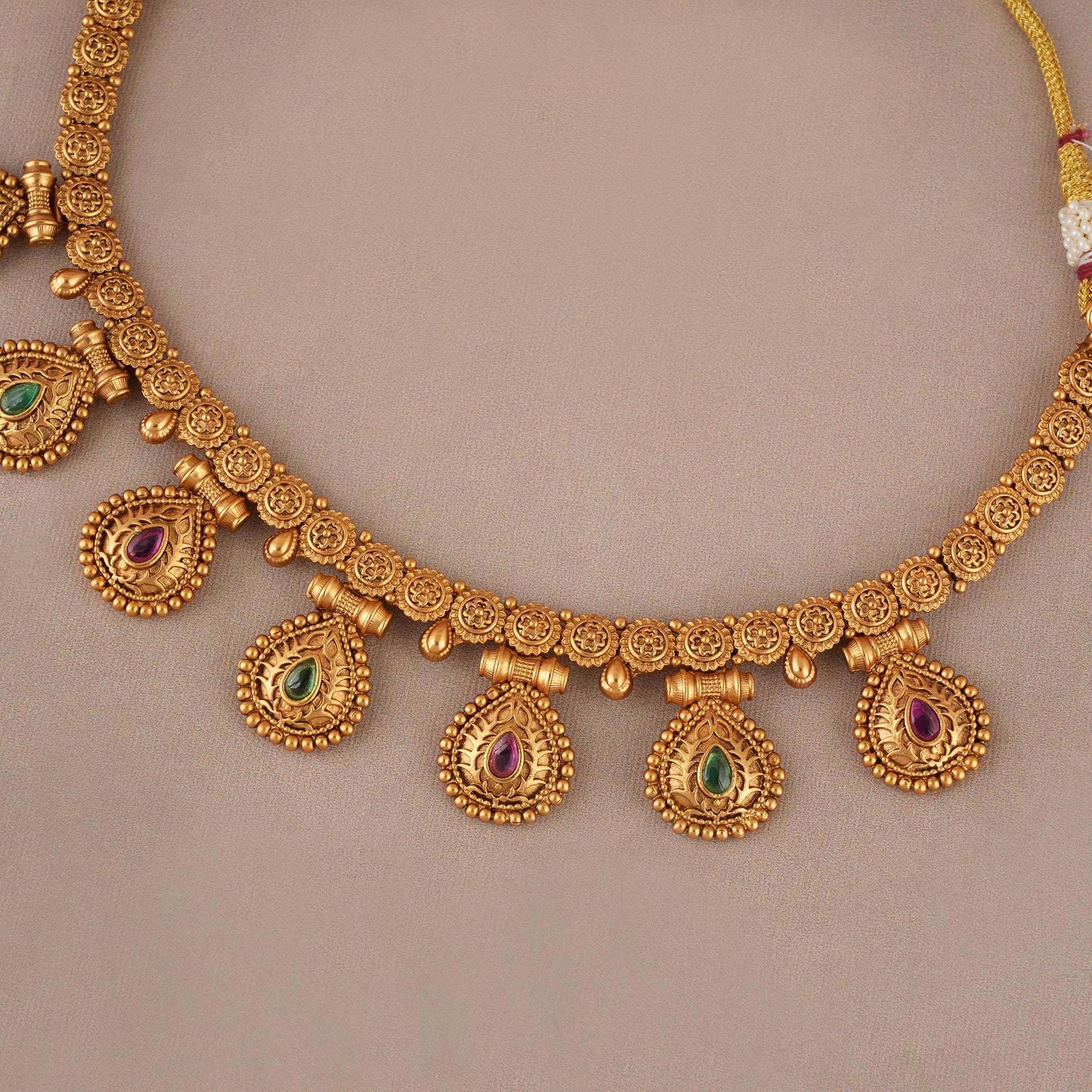 Antique gold stone necklace set