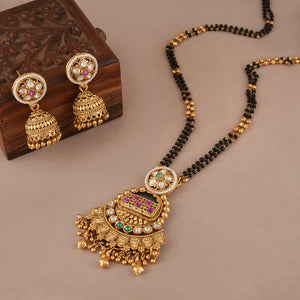 Long kundan stone antique gold magalstura