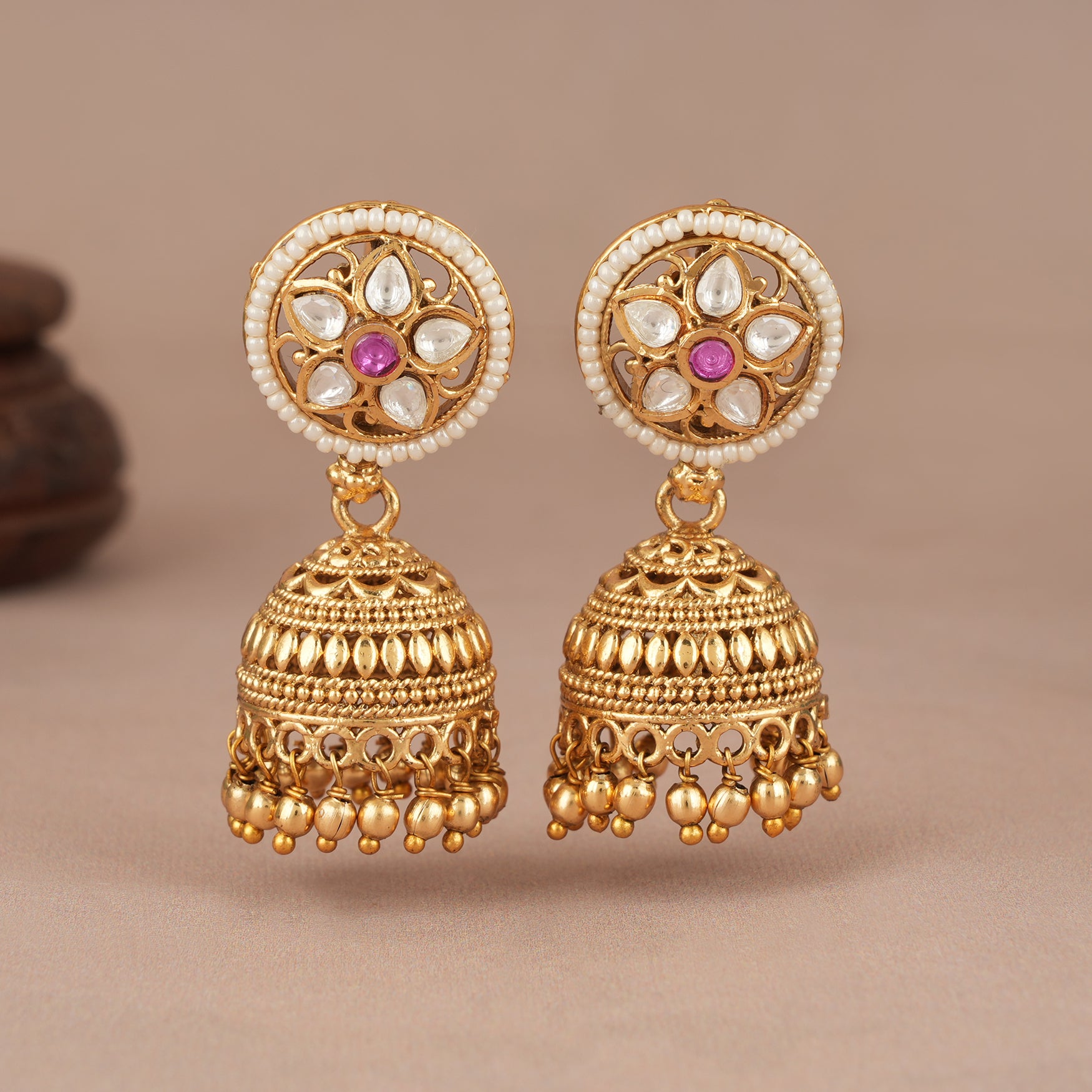 Long kundan stone antique gold magalstura