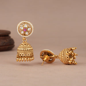 Long kundan stone antique gold magalstura