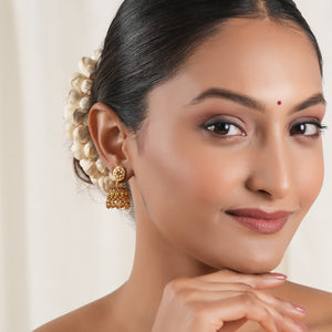 Stunning elegant stone antique gold jhumka