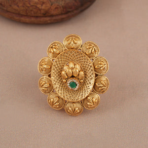 Stunning high gold floral finger ring