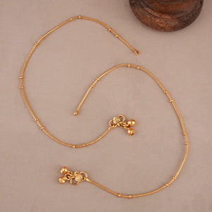Plain bead antique gold anklet set