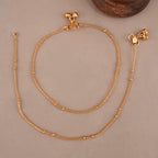 Plain bead antique gold anklet set