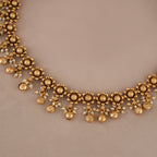 Cute floral antique gold choker necklace set