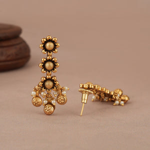 Cute floral antique gold choker necklace set