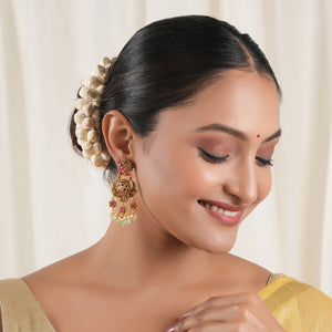 Beautiful long stone antique gold dangler earring