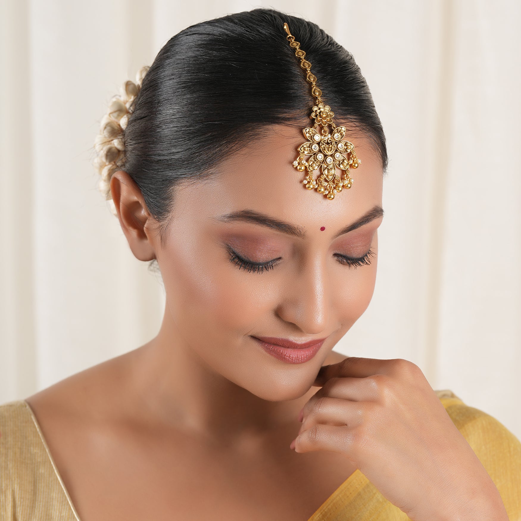 Stunning big size kundan floral antique gold maagtika