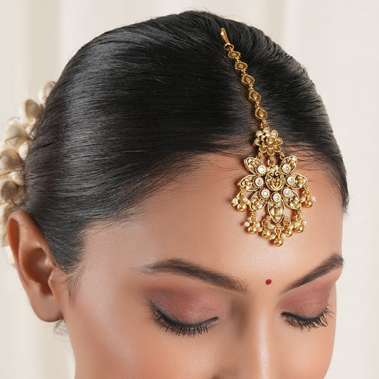 Stunning big size kundan floral antique gold maagtika