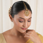 Stunning big size kundan floral antique gold maagtika