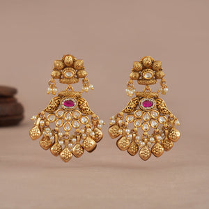 Stunning kundan antique gold long earring