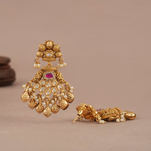 Stunning kundan antique gold long earring