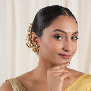 Elegant stone antique gold jhumka earring for women