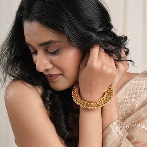 Stunning broad antique gold pacheli bangle kada
