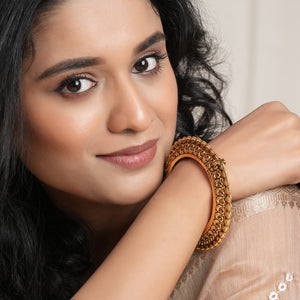 Stunning broad antique gold pacheli bangle kada