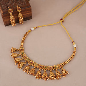 Beautiful stone antique gold choker necklace set