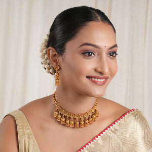 Beautiful stone antique gold choker necklace set