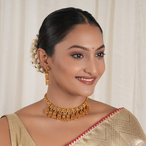 Beautiful stone antique gold choker necklace set