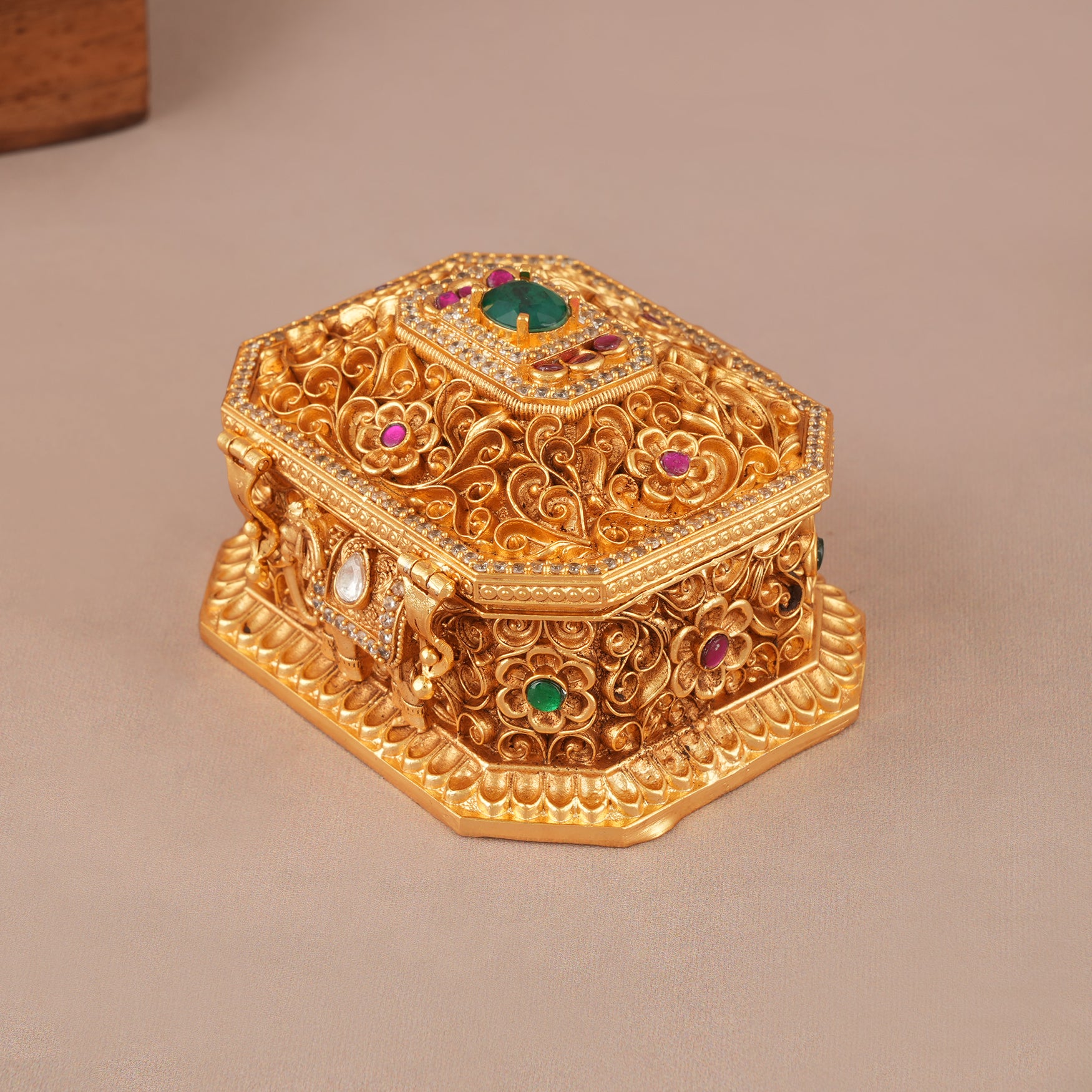 Beautiful stone carved sindoor box