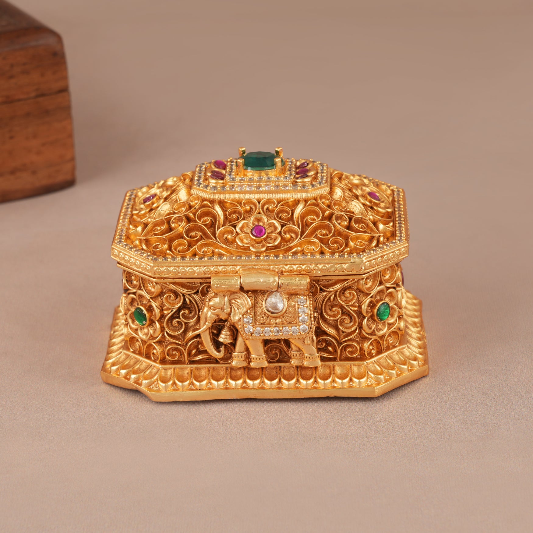 Beautiful stone carved sindoor box