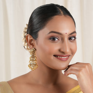 Long stunning gold  antique  kundan earring