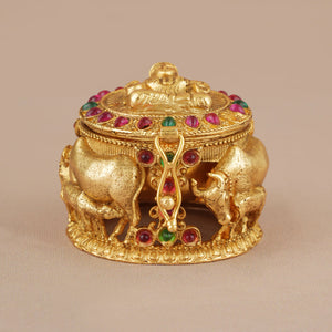 Beautiful antique gold stone maa lakshmi sindoor box I Temple jewelry
