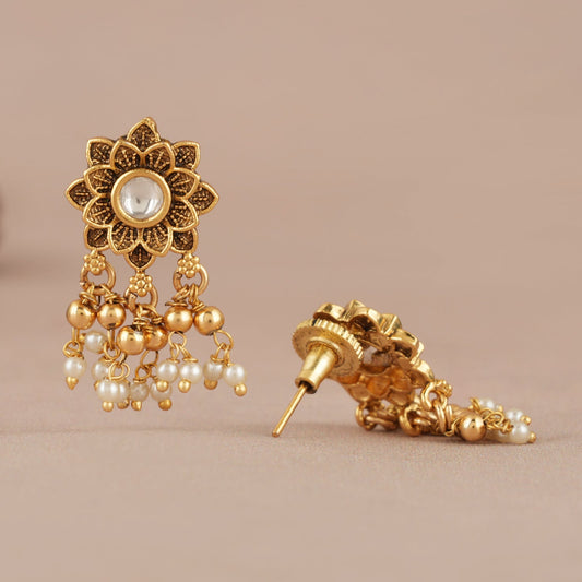 Cute elegant antique gold kundan earring