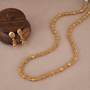 Sleek antique gold plain mala set