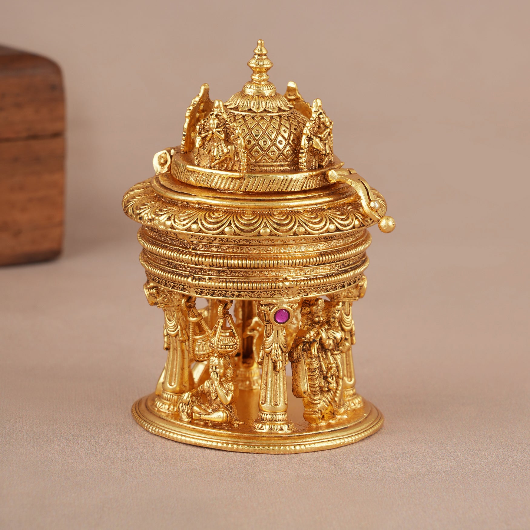 Lord Krishna's life inspiration sindoor box I Temple jewellery