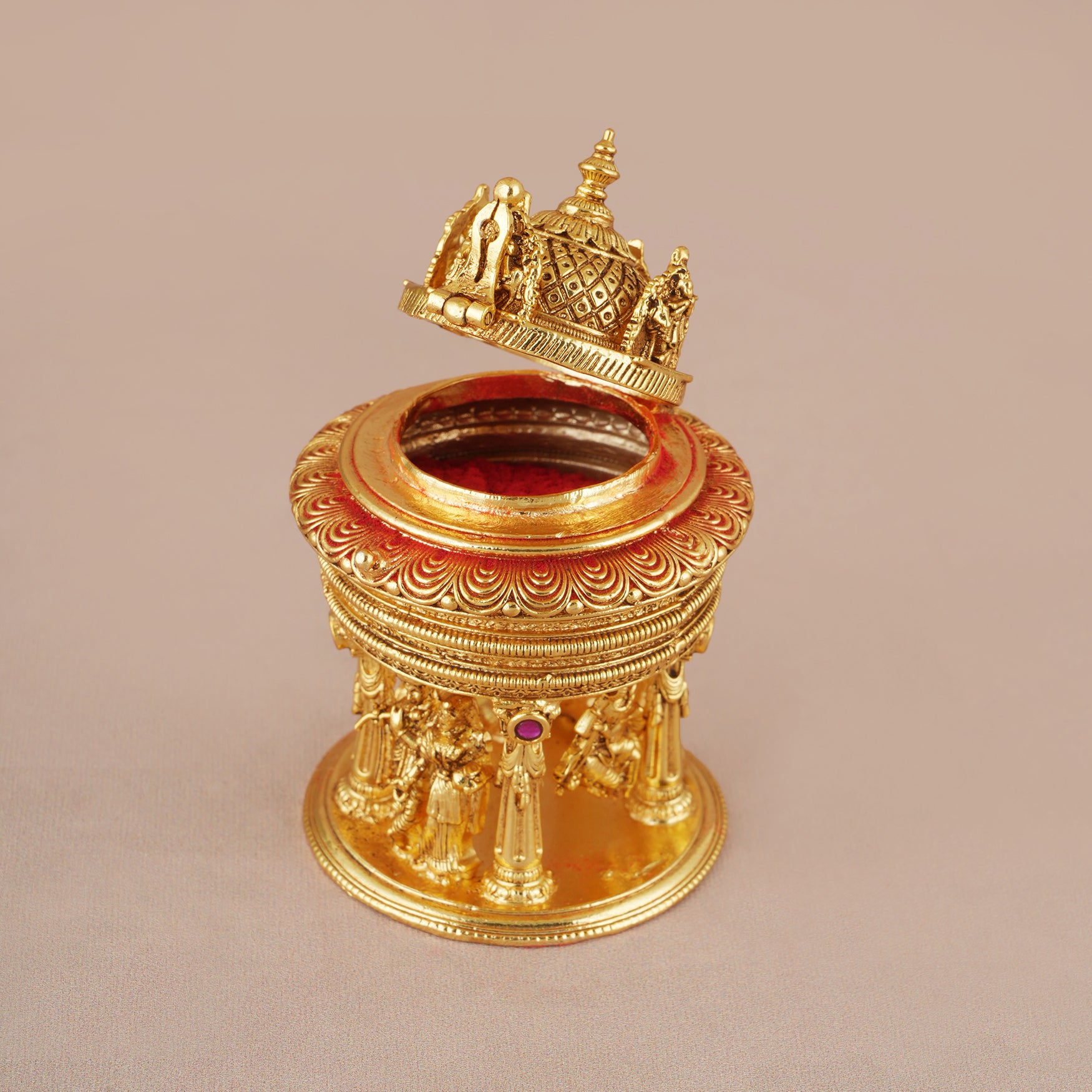 Lord Krishna's life inspiration sindoor box I Temple jewellery
