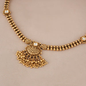 Elegant antique gold choker set with jhumka earring