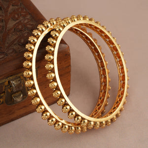 Plain antique gold ball bangle set